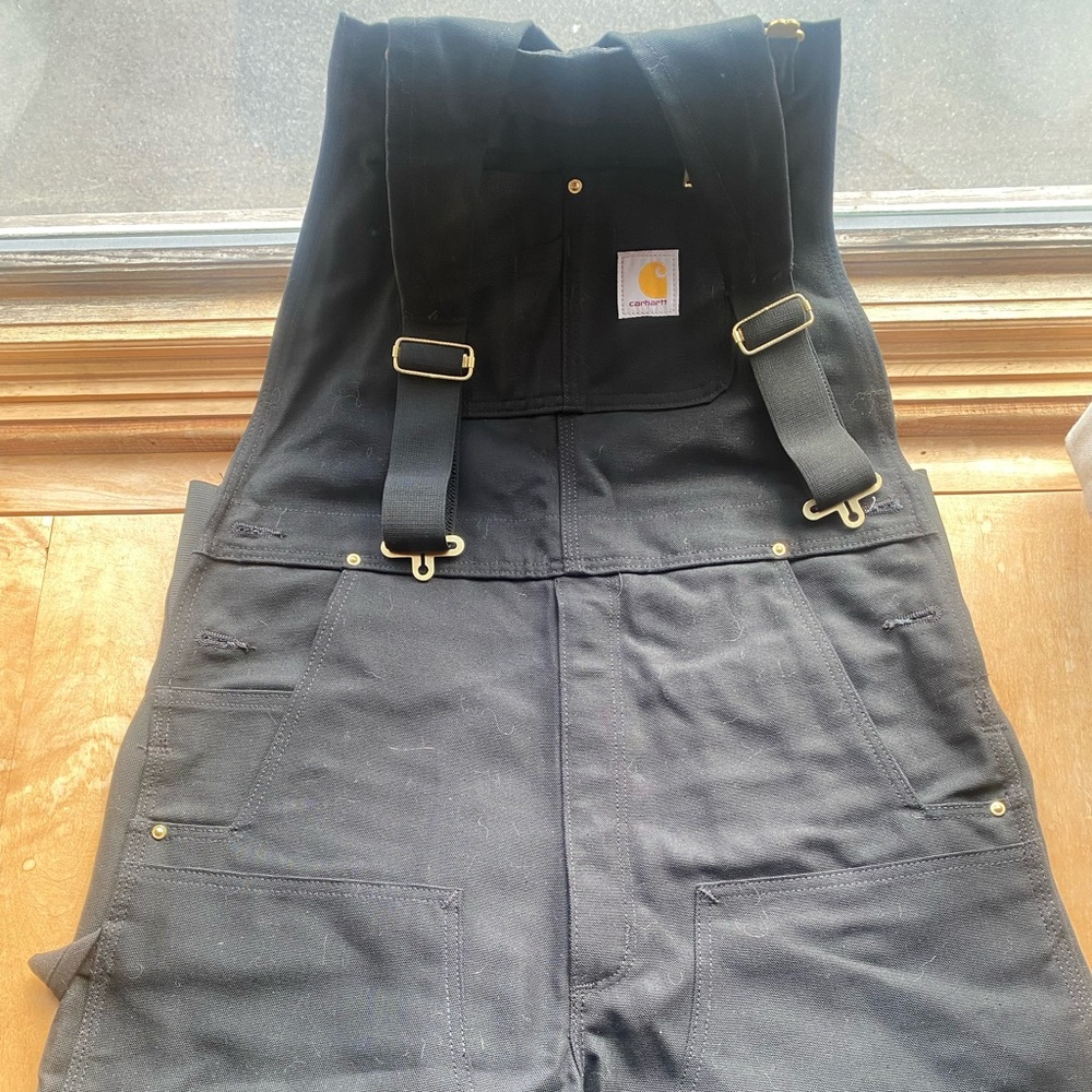 Carhartt Black Overalls with Gold Buckle